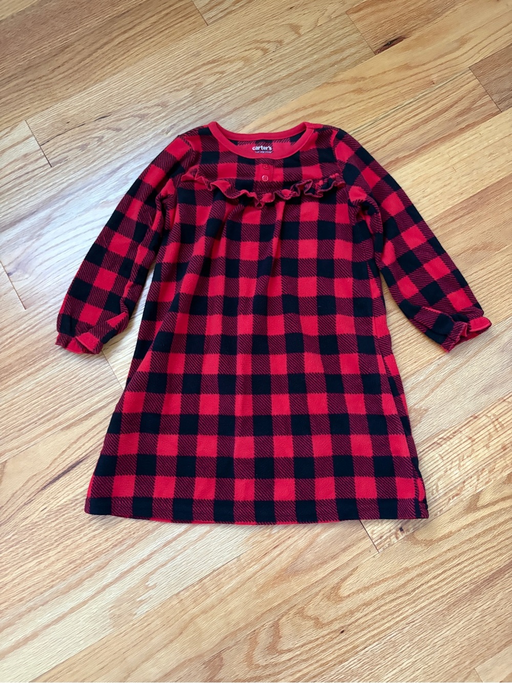 Carter's Red and Black Buffalo Plaid Ruffle Nightgown